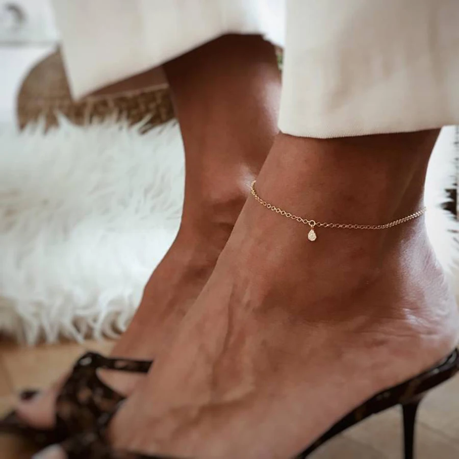 Простые геометрические женские Кристальные браслеты на босую ногу, вязаные крючком сандалии, ювелирные изделия для ног, ножной браслет на ногу, браслеты для женщин, цепочка для тела