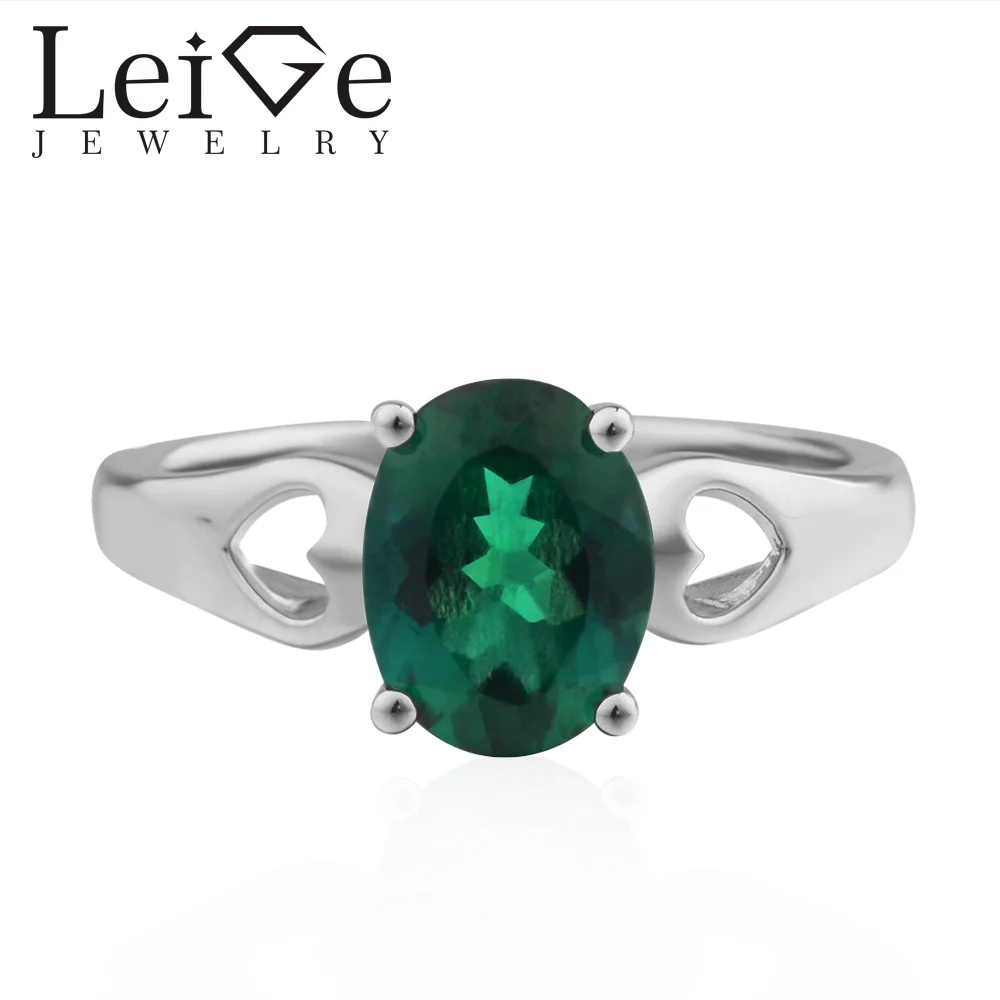 Leige Jewelry Anniversary Lab Emerald Ring Oval Cut Green Gemstone 925 Sterling Silver Engagement Ring Leige Jewelry Anniversary Lab Emerald Ring Oval Cut Green Gemstone 925 Sterling Silver Engagement Ring