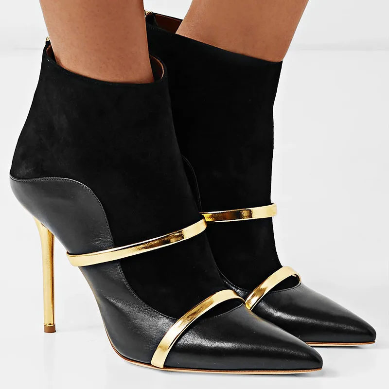

2019 autumn winter women boots Fashion design thin high heels ankle boots High quality Genuine leather women shoes Black pump 42