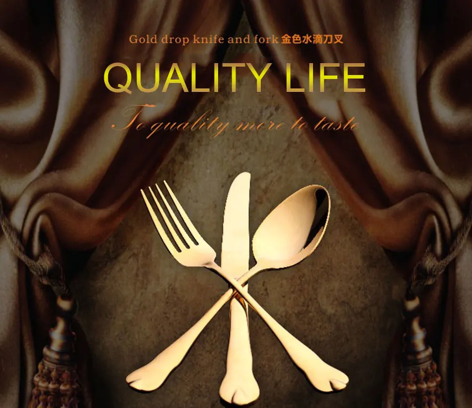 Luxury Gold Cutlery Set Stainless Steel Metal Dinnerware Set 3 Pieces Knife Fork Tableware Dining Dinner Western Food Kitchen (1)