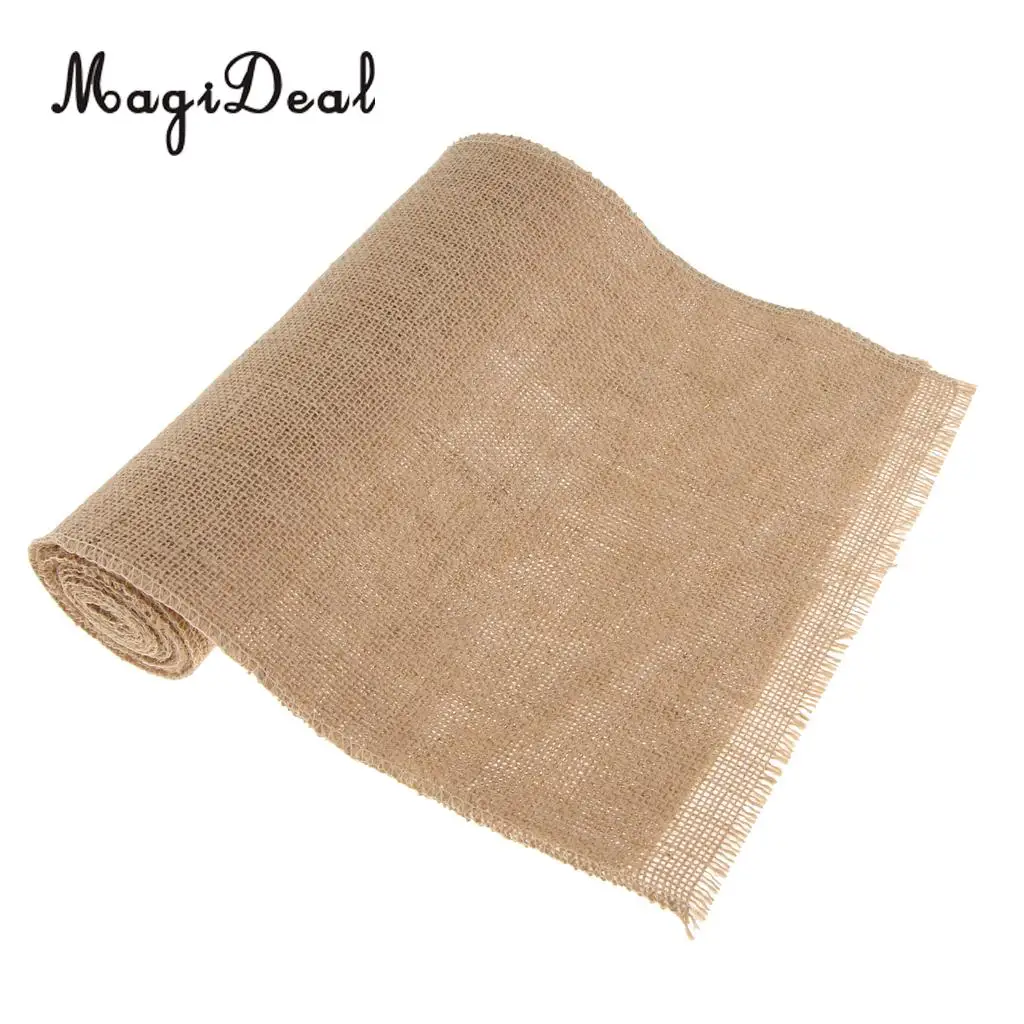 3.5m Rustic Vintage Linen Roll Wide Natural Burlap Roll Ribbon Wedding Christmas Home Decoration DIY Crafts 28 cm Wide