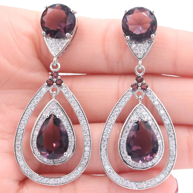 

Gorgeous Green Tsavorite Garnet, White CZ Ladies Wedding 925 Gold Silver Earrings 37x10mm