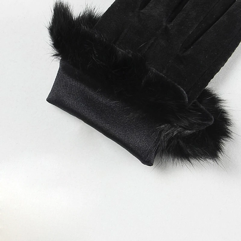 Fashion Rabbit Hair Wrist Women Leather Gloves Genuine Real Pigskin Suede Winter Warm Female Solid Driving Glove L130NN-9 Fashion Rabbit Hair Wrist Women Leather Gloves Genuine Real Pigskin Suede Winter Warm Female Solid Driving Glove L130NN-9