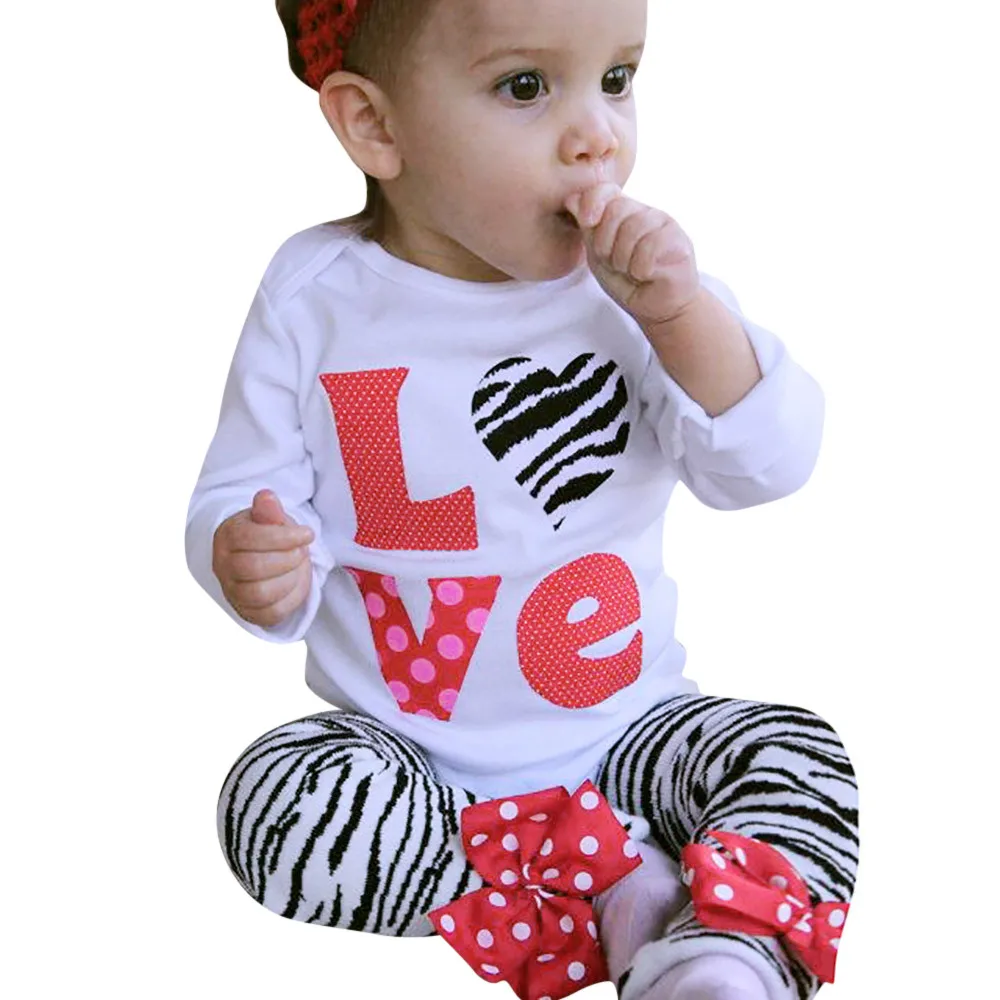

Newborn Baby Girl Clothes Cotton Fashion Long Sleeve Letter Print Romper+Bowknot Pants Baby Girl Set Casual Infant Baby Clothing