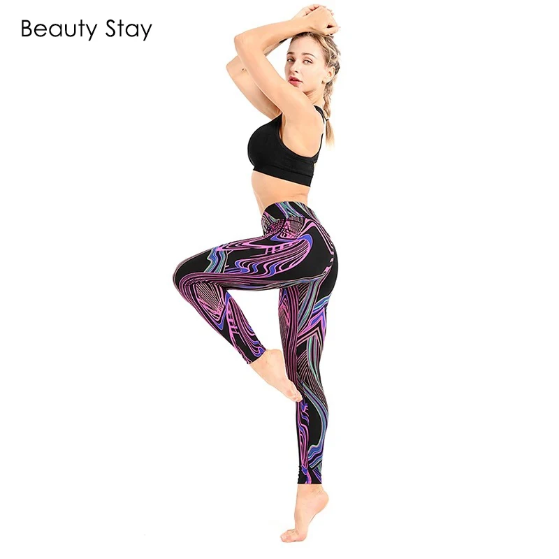 Женские леггинсы до щиколотки Beauty Stay летние с цифровой линией легкие женские