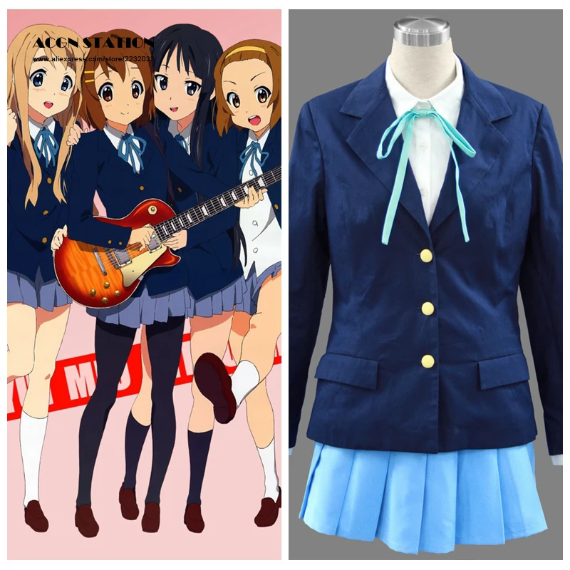 2018 Бесплатная доставка K-ON! Аниме Sakuragoaka девушки высокого школьная Униформа синяя