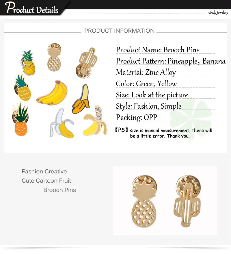 Эмалированные булавки мультфильм Мода банан ананас Броши для женщин бижутерия хиджаб шляпа джинсовая одежда брошь значок аксессуары подарок
