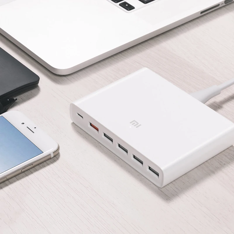 Оригинальное зарядное устройство Xiaomi USB-C, 60 Вт, выходное зарядное устройство Type-C, 6 usb-портов, QC 3,0, быстрая зарядка, 18 Вт, x2+ 24 Вт(5 В = a макс.), для смартфона, планшета