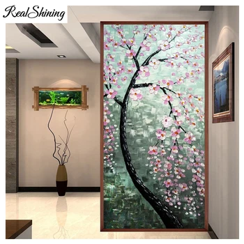 

Full Square Round 5D DIY Diamond Painting Pink Blossom Flowers Tree Diamond Embroidery Cross Stitch kit,Mosaic decor FS5203
