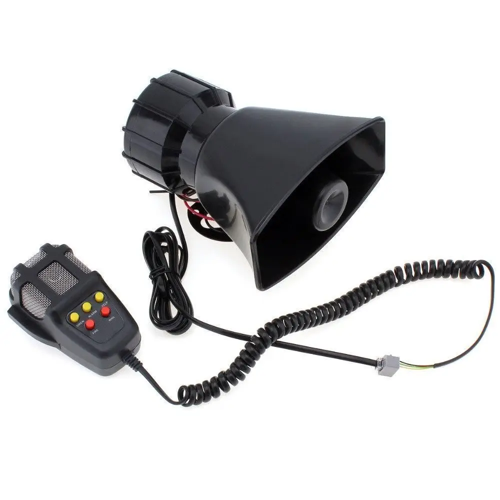 12V 7 Sound Tones Loud Car Warning Alarm Police Fire Siren Horn 100W Auto Speaker with Black Wireless Remote Controller dfdf