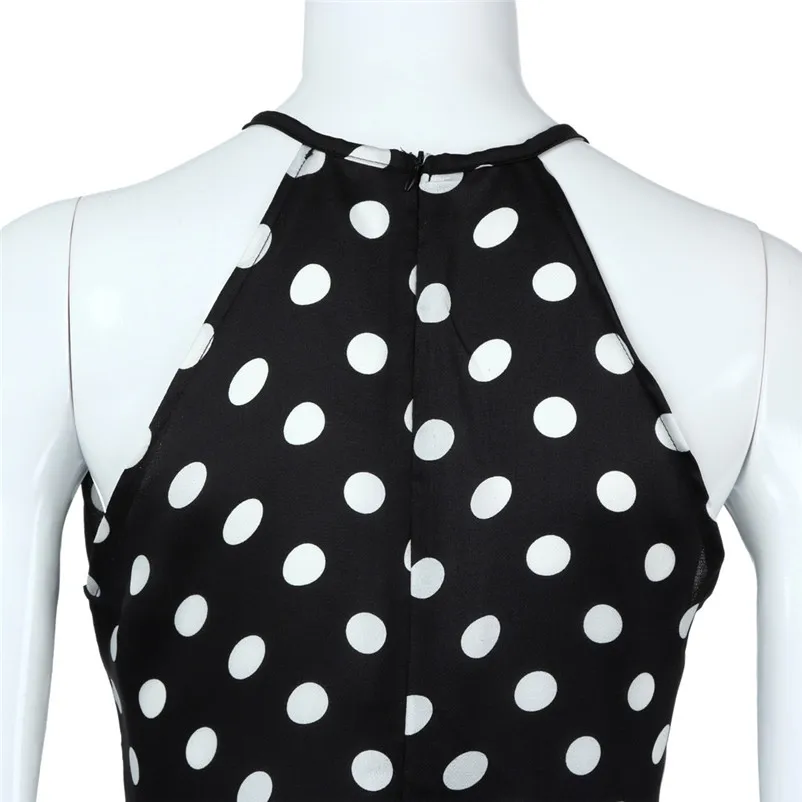 Fashion womens tops and blouses summer 2018 Casual Sleeveless O-Neck Dot Print Ruffles Chiffon Blouse Tops camicette Y18#N  (8)