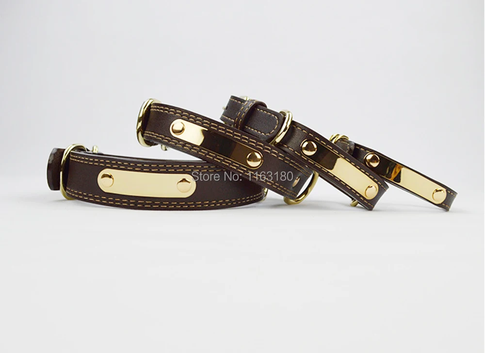 72pcs/lot Blank Leather Personalized Engraved Dog Collar Custom Puppy
