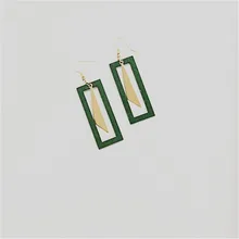 Fashion simple Red wood long earrings geometric metal stitching earrings 2016 ms earrings wholesale