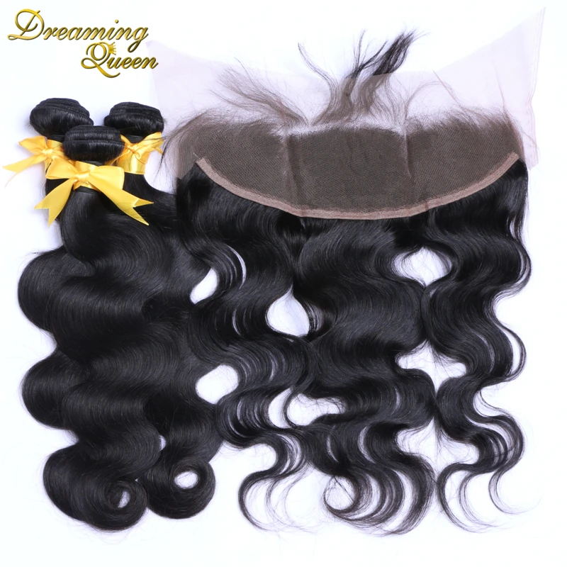 7A Brazilian Lace Frontal Closure With Bundles Body Wave 4 Pcs Full Frontal Lace Closure 13x4 Mink Brazilian Hair Weave Bundles