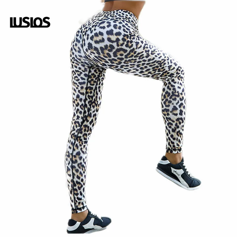 

LUSLOS Hot Sale Leopard Print Women High Waist Leggings Fitness Push Up Workout Leggings Women Gyms Pants Legins Women