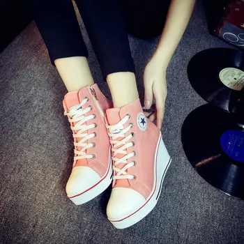 

Dropshipping Platform Height Increasing sports shoes running outdoor walking shoes high Top brand Canvas sneakers women KB-11