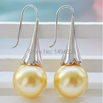 

Wholesale Pearl Jewelry 16MM Round Champagne Shell Pearl Morning Glory Hook Earrings - Hot Sale Earring - XZN17