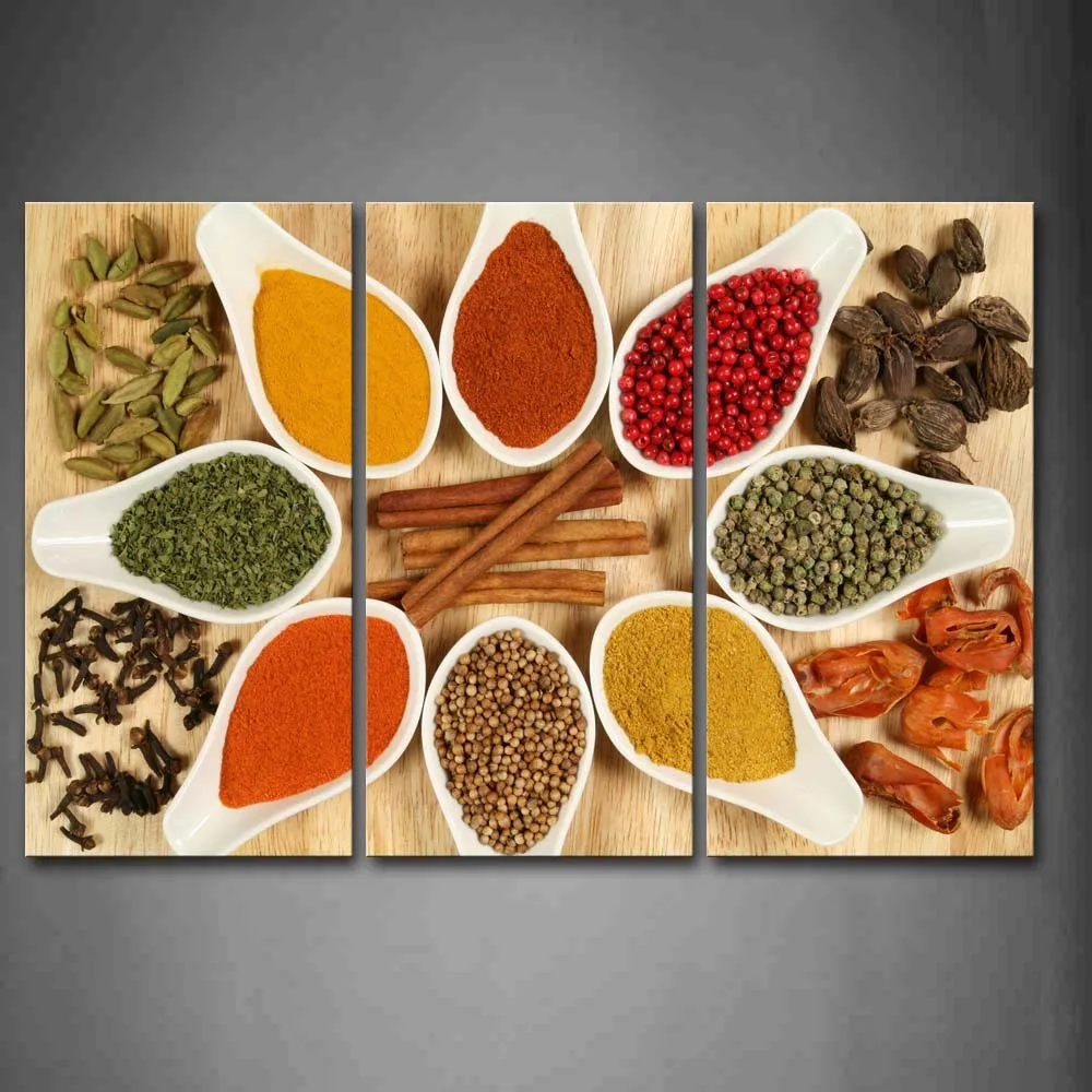 

Framed Wall Art Pictures Ginger Power Spice Table Canvas Print Food Posters With Wooden Frame For Home Living Room Decor