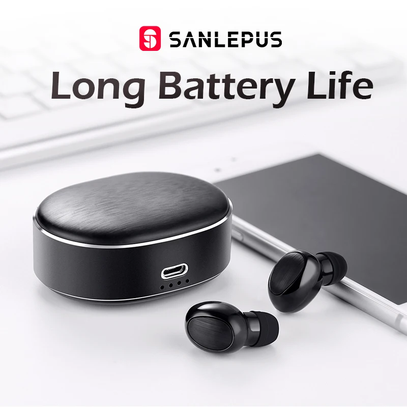 SANLEPUS TWS 5.0 Mini Bluetooth Earphones Wireless Sports Headphones 3D Stereo Headset Noise Cancelling Earbuds With Microphone