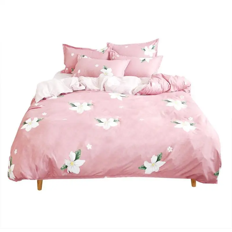 4Pcs Bedding Set Flower Printed Quilt Duvet Cover Flat Bed Sheet Pillowcase Bedding Set Decoration Home Textile 4Pcs Bedding Set Flower Printed Quilt Duvet Cover Flat Bed Sheet Pillowcase Bedding Set Decoration Home Textile
