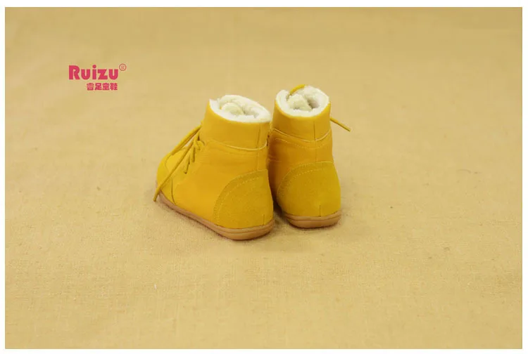 Новые зимние ботинки для мальчиков и девочек замшевые зимние ботинки для малышей Толстая мягкая школьная обувь шорты на шнуровке ботинки на плоской подошве; Botas Size22-33