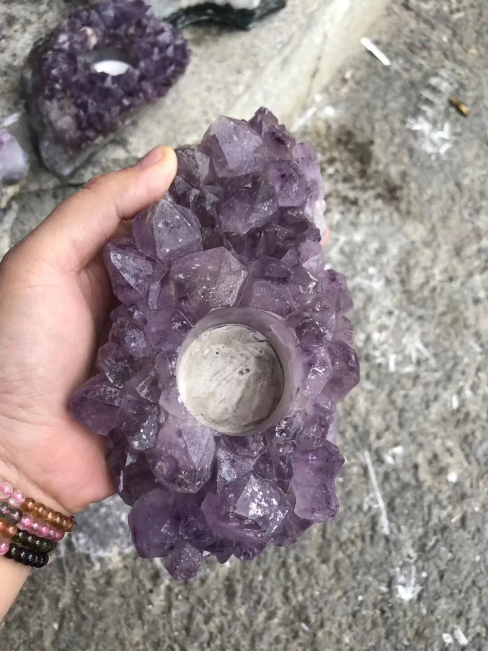 Натуральный грубый аметист Хрустальный кластер подсвечник фиолетовый кварцевый