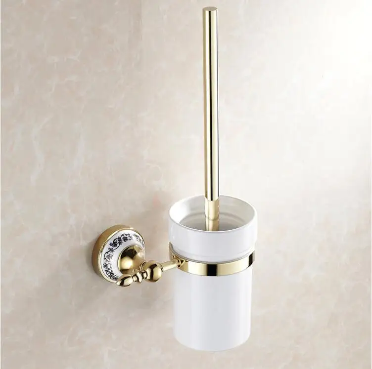 2 Colors Blue & White Porcelain Bathroom Accessories Brass Gold Toilet