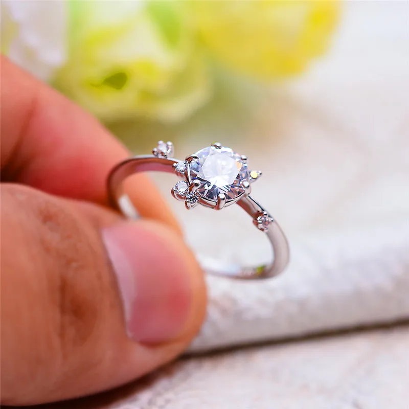 Новое модное женское драгоценный камень-солитер кольцо Мода 925 Серебряное обручальное кольцо винтажное Женское Обручальное Кольцо