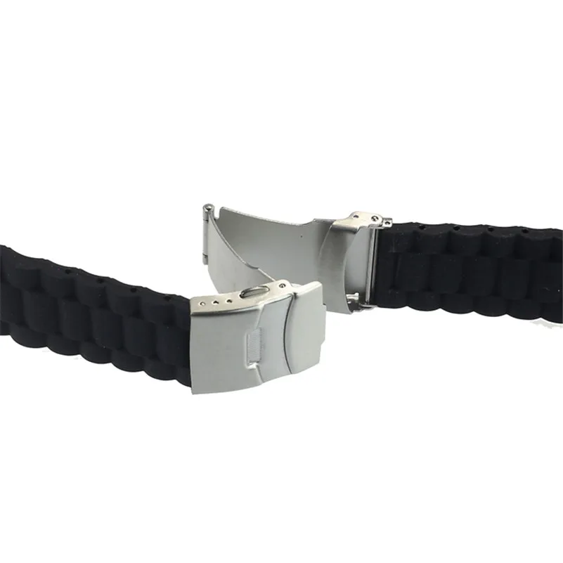 Fashion Watch Band Strap Waterproof with Deployment Clasp Mens Silicone Rubber Sport Watches Accessories Relojes Hombre M18 (2)