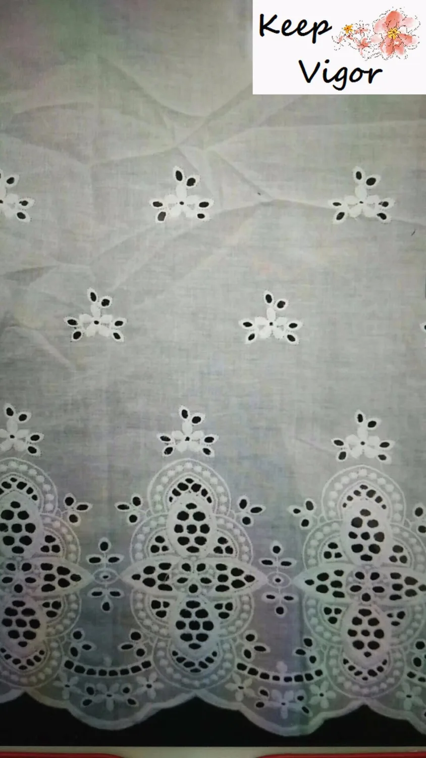 (1yard)100% cotton two side white cord lace embroidery fabric sewing for wedding party DIY | Дом и сад