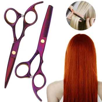 

6 Inch Purple Alloy Cutting Thinning Styling Tool Hair Scissors Salon Hairdressing Shears Regular Flat Teeth Blades