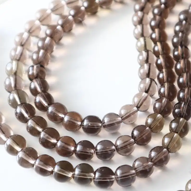 

Loose Gemstone beads.jewelry beads.Natural Smokey quartz 6 mm round beads 40 cm.Free shipping