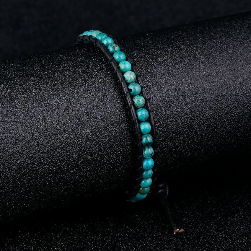 Moories Natural Stone Wrap Leather Bracelet Copper Buckle Women's Bohemian Stones Adjustable Bracelets for Woman 2018 (4)