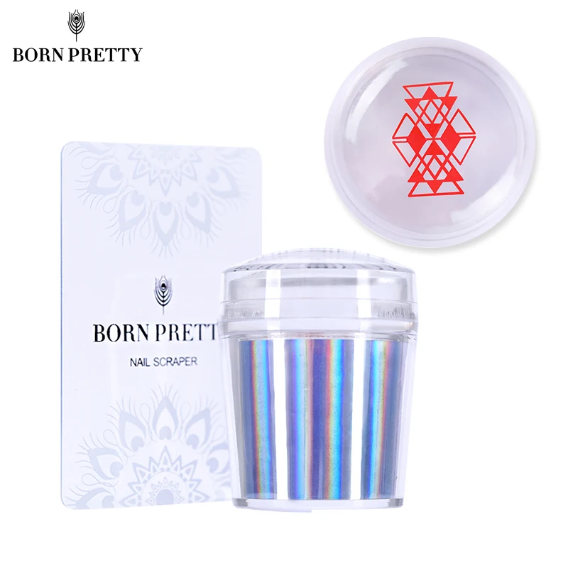 

BORN PRETTY Holographic Nail Stamper Clear Jelly Head AB Symphony Stamp Nail Art Stamping Scraper for Template Image Plates