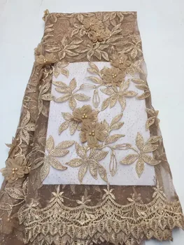 

Latest Style Beaded Lace Fabric 2019 Fashion design African Lace Fabric Tulle for Nigerian wedding dresses lace