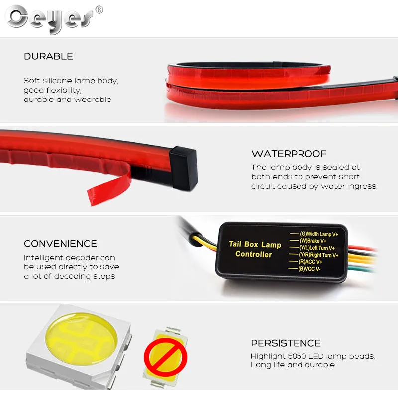 Ceyes 1000mm Auto High Mount Brake Stop Lights Accessories Car Styling High Additional Brake Lamp Warning Turn Signal LED Strips Ceyes 1000mm Auto High Mount Brake Stop Lights Accessories Car Styling High Additional Brake Lamp Warning Turn Signal LED Strips