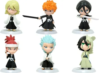 

6pcs/lot Anime Bleach Kuchiki Rukia Kurosaki Ichigo Ulquiorra Abarai Renji Hitsugaya Toushirou Ichimaru Gin PVC Action Figure