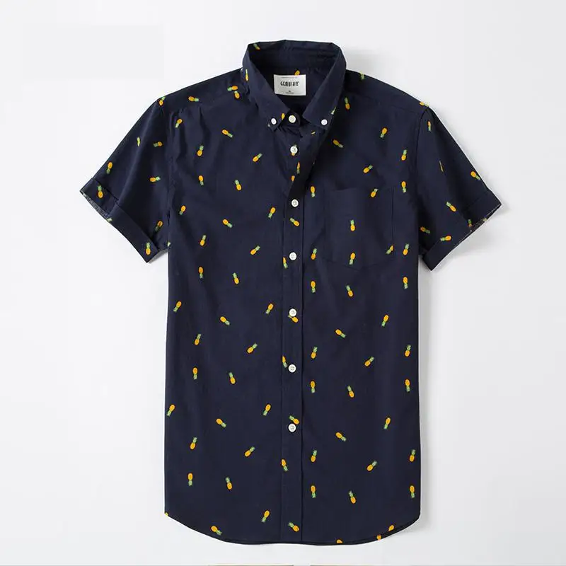 

new arrival fashion Men Short Sleeves Smart Summer Printed Pineapple Thin Casual Shirts large cotton plus size M L XL 2XL3XL-6XL