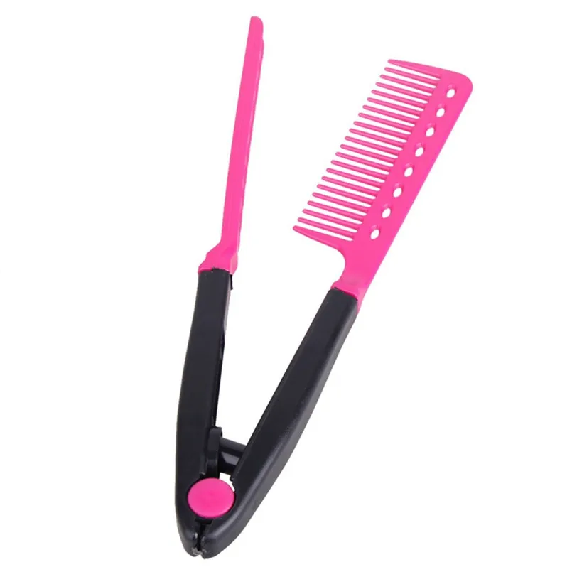 Новинка, расческа для волос с v-образным вырезом, расческа для выпрямления волос, стильные Инструменты для укладки волос, парикмахерская расческа для волос "сделай сам", escova de cabelo - Цвет: Hot Pink