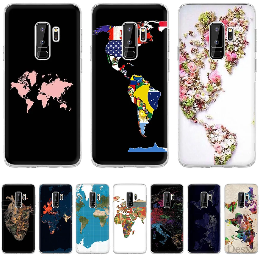 

Tpu Case Cover for Samsung A7 A9 A10 A20 A30 A40 A50 A60 A70 A5 A6 A8 Plus J3 J5 J6 J7 World map Hot selling Shell