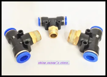 

15Pcs/Lot PB10-02 10mm---1/4" Threaded Male "T" Tee Pneumatic Connector Brand New