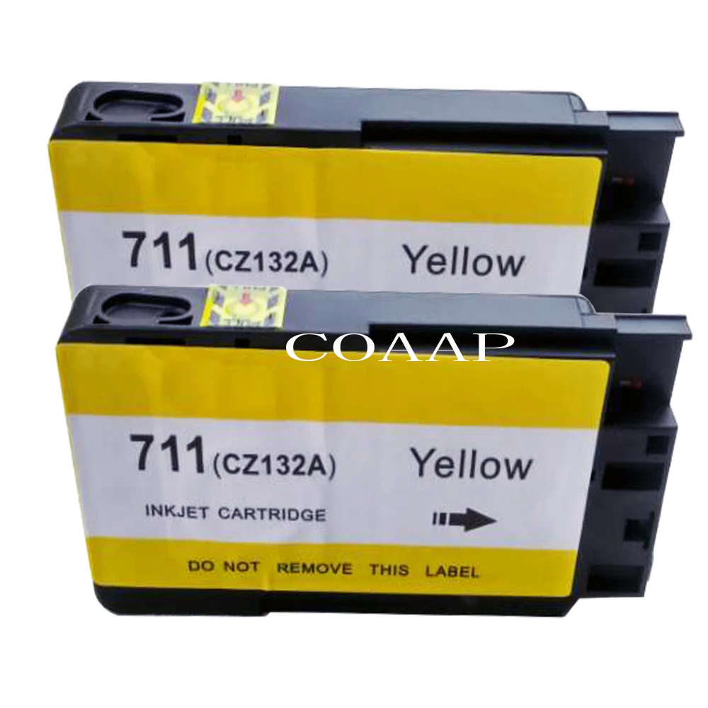 2PCS Compatible hp711 CZ132A Yellow Replacement Ink Cartridge for HP 711Y DesignJet T520 T120