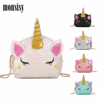 

Monsisy 2020 New Girls Purse and Handbag For Women Small Wallet Summer Lolita Shiny Unicorn Shoulder Bag Kid Ladies Coin Bolsa
