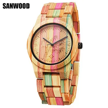 

2017 SANWOOD Fashion Bamboo Nature Wood Watch Unisex Casual Quartz-watch Wooden Strap Creative Wooden Wristwatch Cool Lover Gift