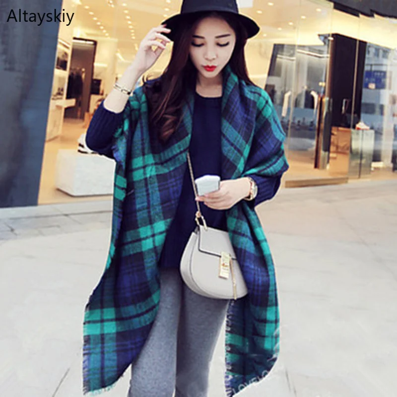 

Scarves Women 2019 Knitting Plaid Simple All-match Korean Style Soft Long Shawl Retro Scarf Womens Elegant Trendy Ladies Wraps