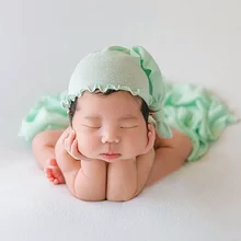Новорожденный ребенок реквизит для фотосъемки Младенческая обертка одеяло оборки шапки волнистая Кружевная повязка на голову Детские аксессуары для фотосъемки