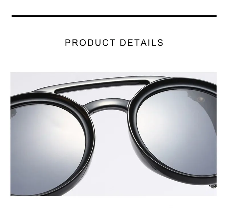 Крутые модные круглые солнцезащитные очки в стиле стимпанк, кожаные, с боковой защитой, фирменный дизайн, солнцезащитные очки Oculos De Sol UV400 5396