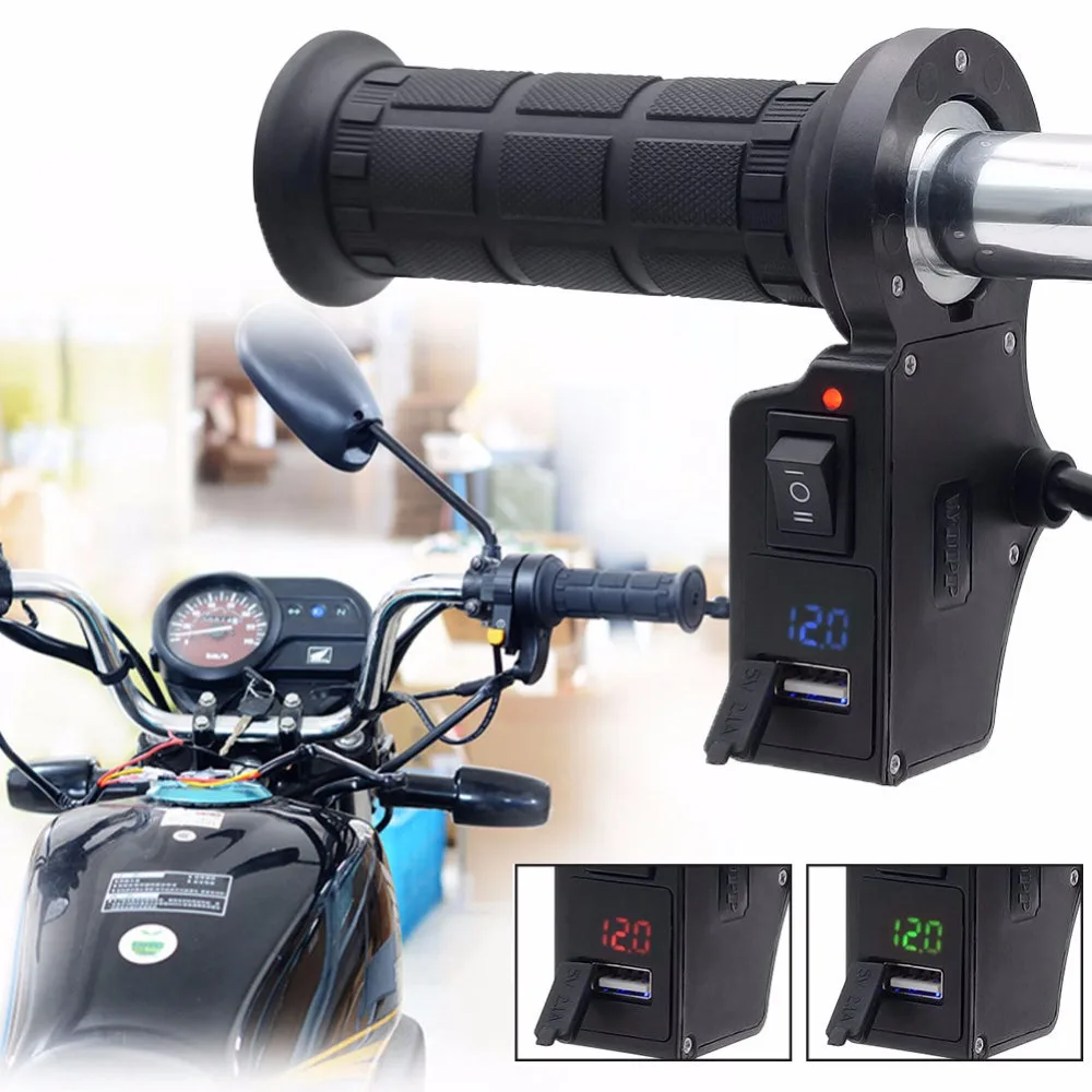 

Motorcycle 3in1 Handlebar Electric Hot Heated Grips Handle Voltage USB Charger Oct10 Drop Ship