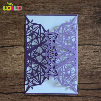

purple star 10Pcs Sample Laser Cut Wedding Invitation Cards Customizalbe Envelopes & Inner Card & Party Supplies