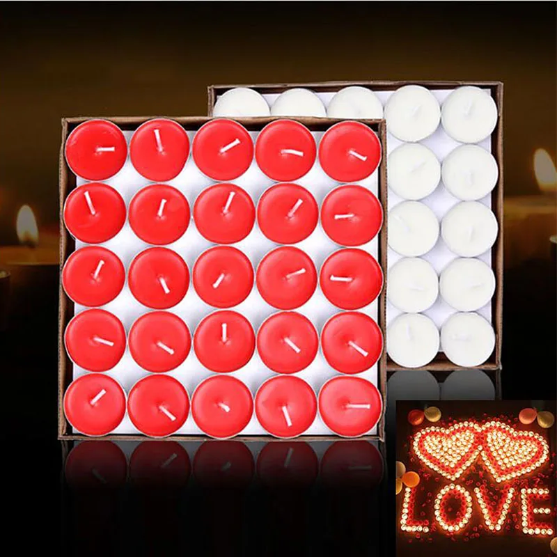 50pcs Romantic Smokeless Scented Candles Circle Tealight Decorative